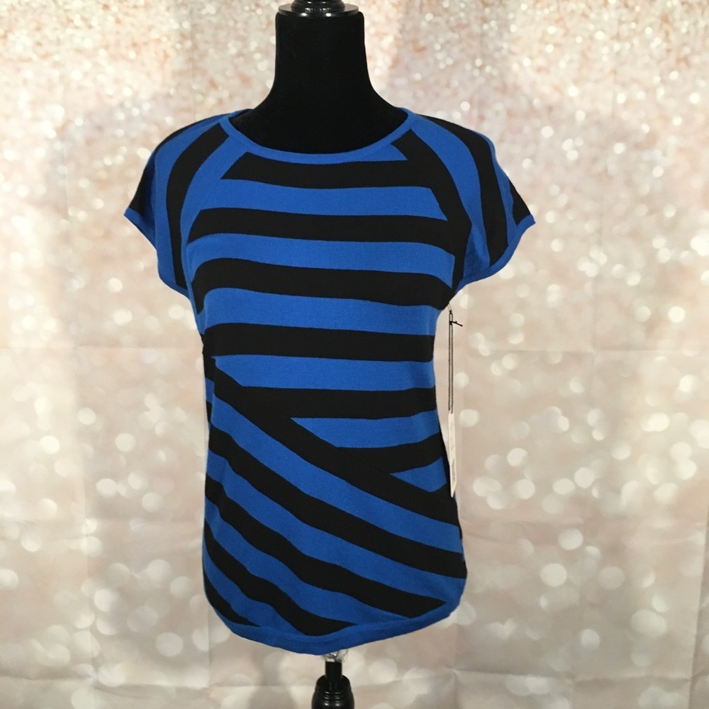 Rondina New York Blue and Black Stripe Sweater